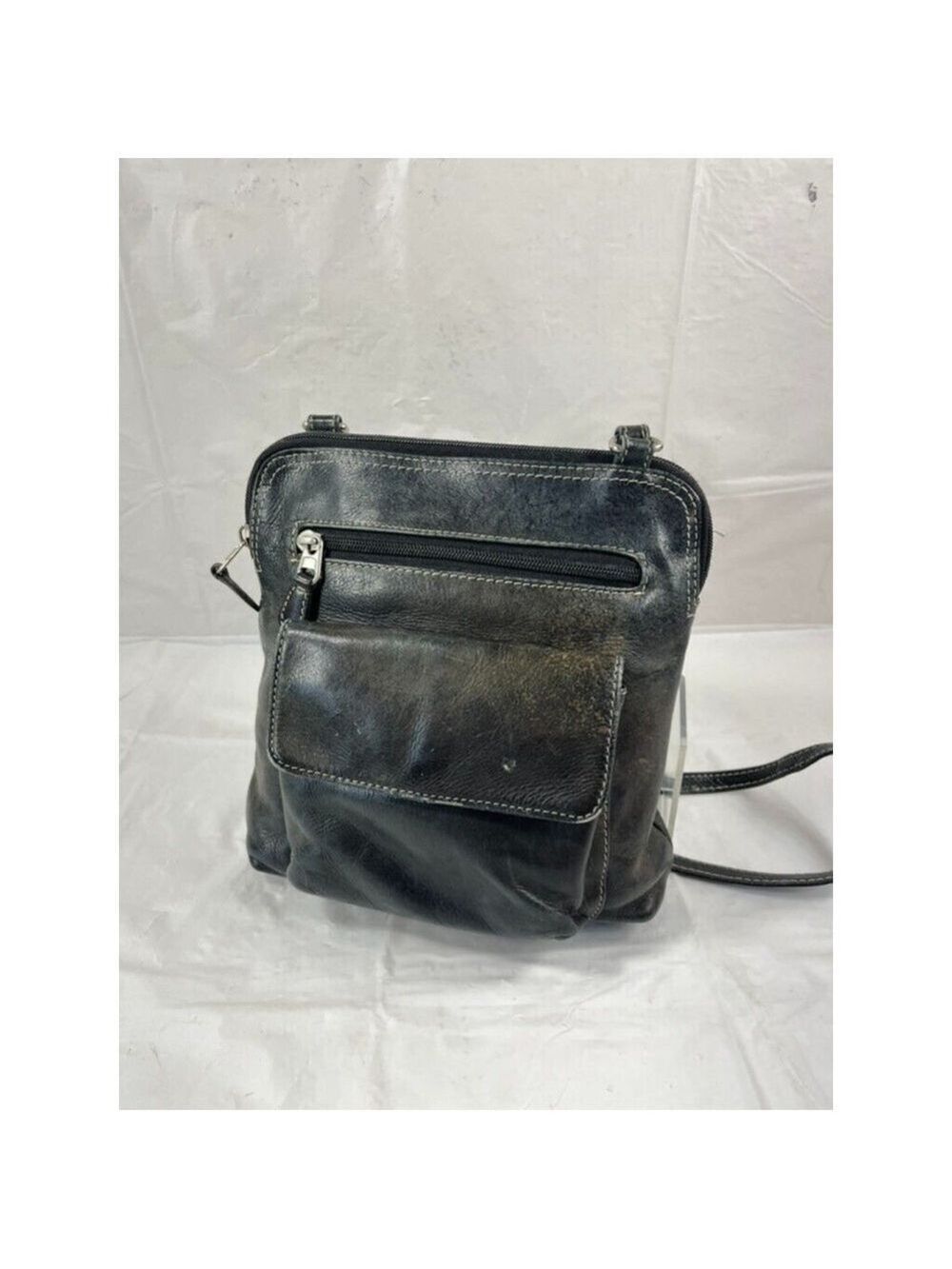 North Style Black Leather Crossbody Medium